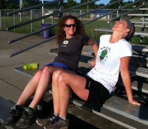 Best thing about speedwork? Chillin' on the bleachers afterwards